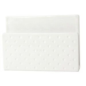 The Pink Orange‎ Polka Dot Ceramic Letter Holder NIB Retro 60's Office Vibe